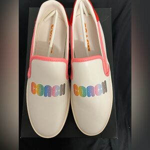 Coach Women Shoes Size 9.5 Wells Slip On Sneaker In Rainbow Chalk Mufti